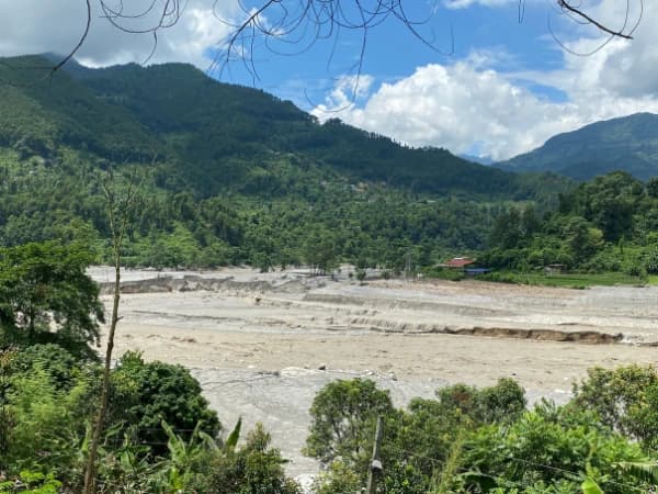 China Nepal Bhotekoshi Flood in Nepal at Nuwakot District