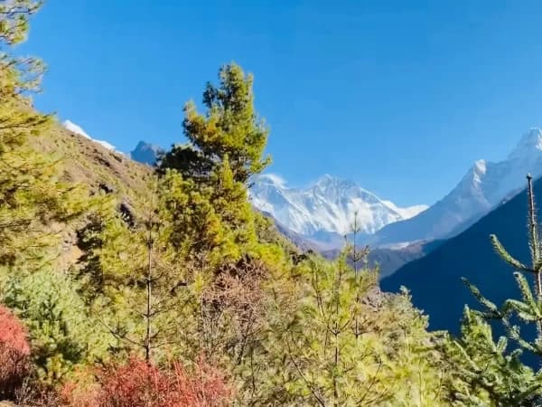 During Everest Trek Beautiful Views Everest Lhotse And Ama Dablam