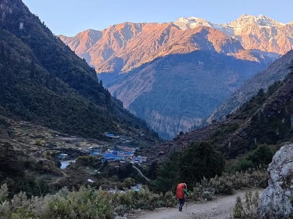 During Themanaslu Trek Trail
