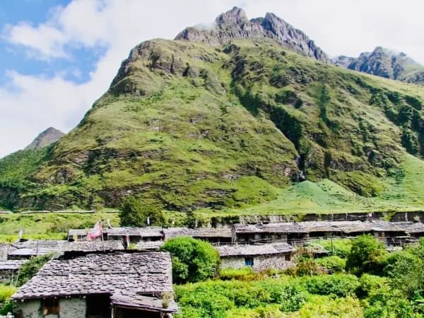 Hill Rise Over The Village In Samagaun