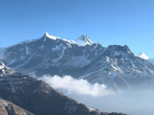Snow Capped Mountain From Khumai Danda
