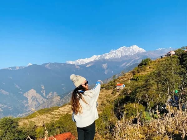 Snow Capped Mountain Way To Bhujung Gaun