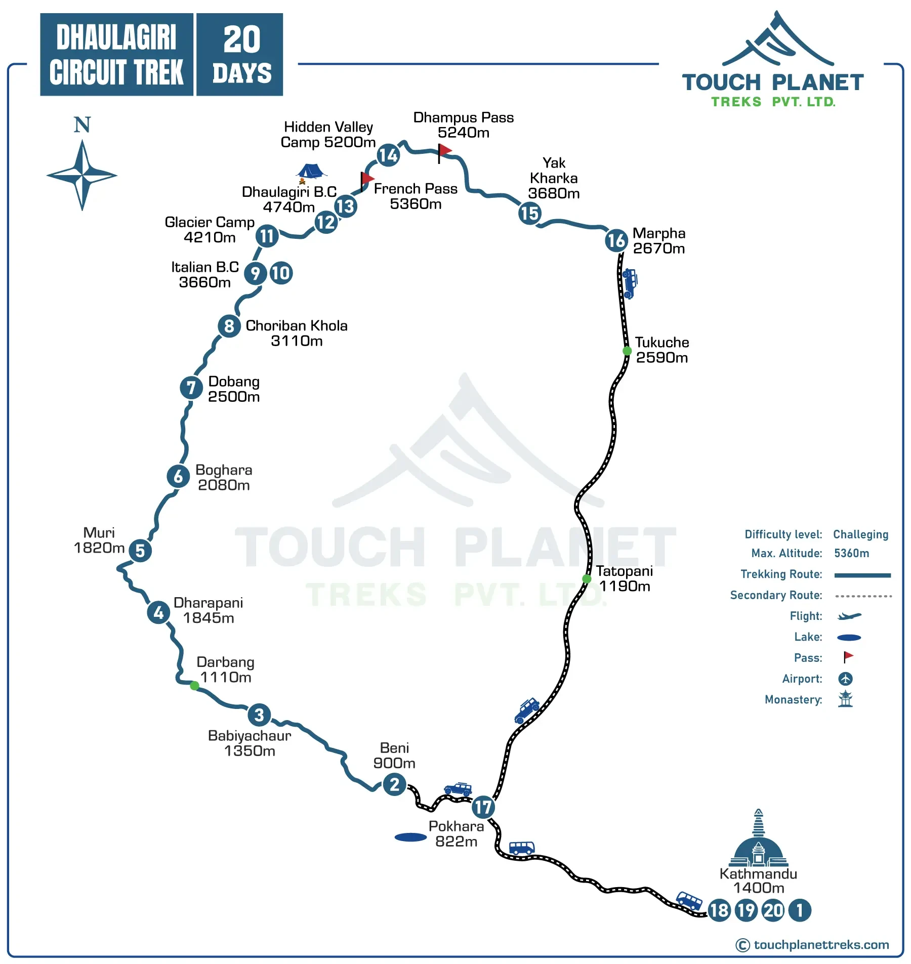 Dhaulagiri Circuit Trek Route Map