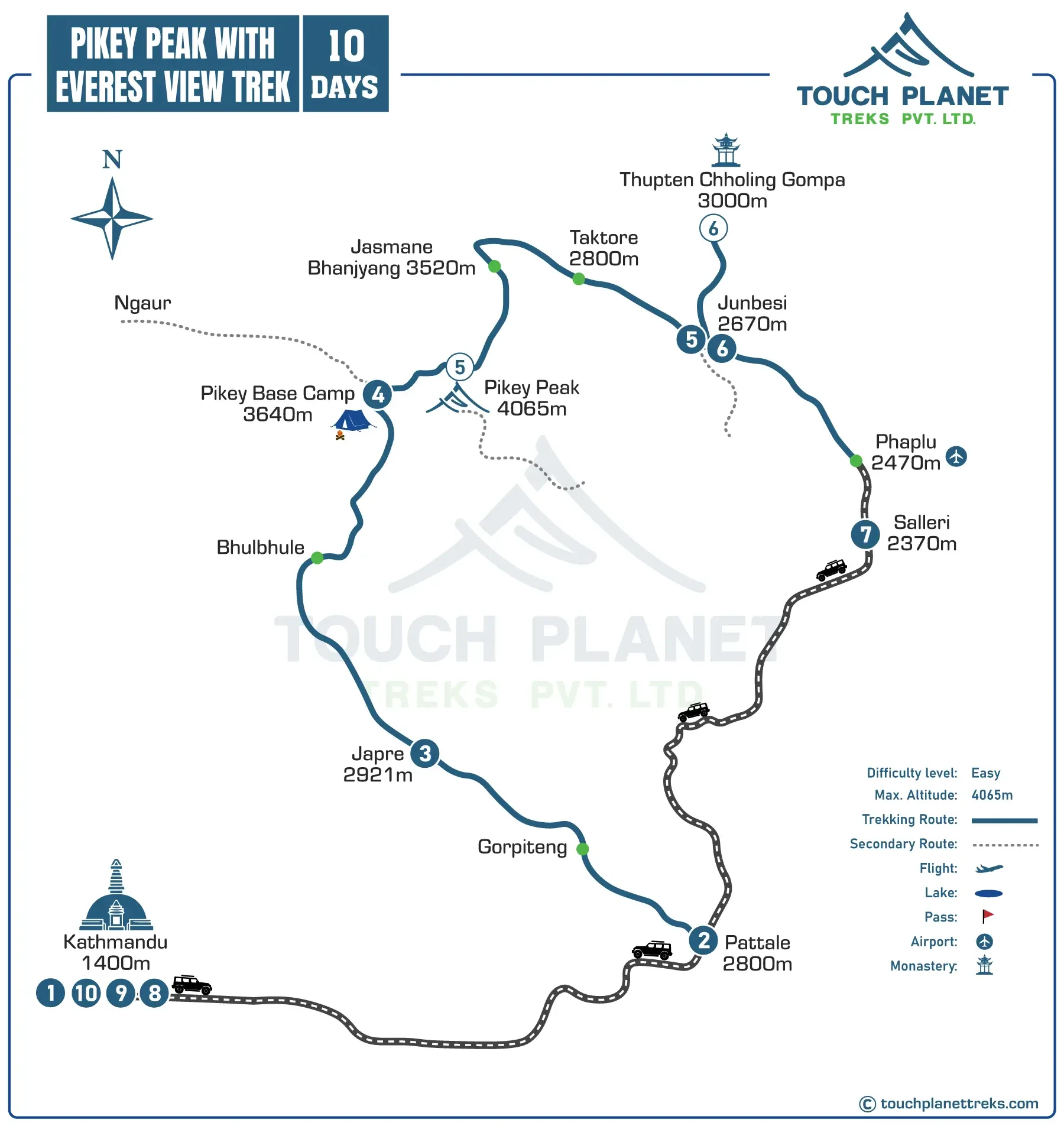 Pikey Peak with Everest View Trek Map